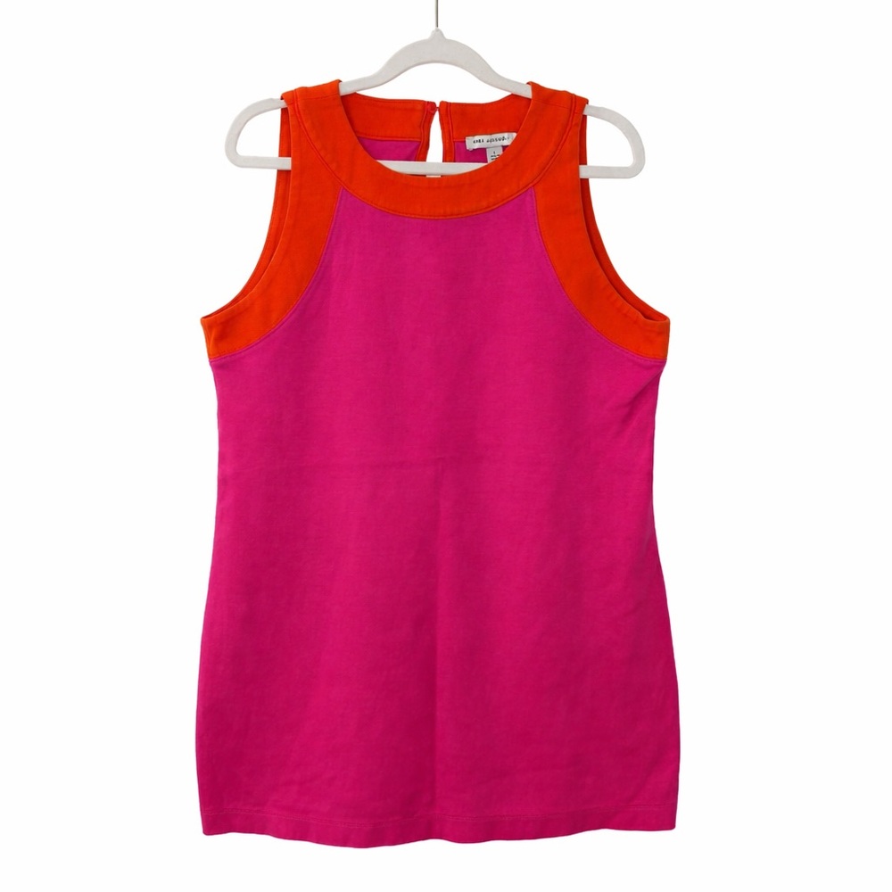 Free Assembly Pink & Orange Colorblock Sleeveless Dress Size L Spring Summer